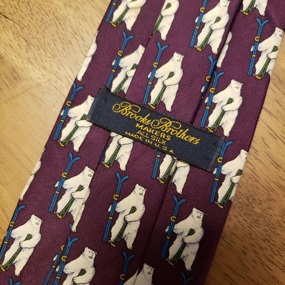 Purple Brooks Brothers tie with Polar Bear Athlete - Picture 2 of 3